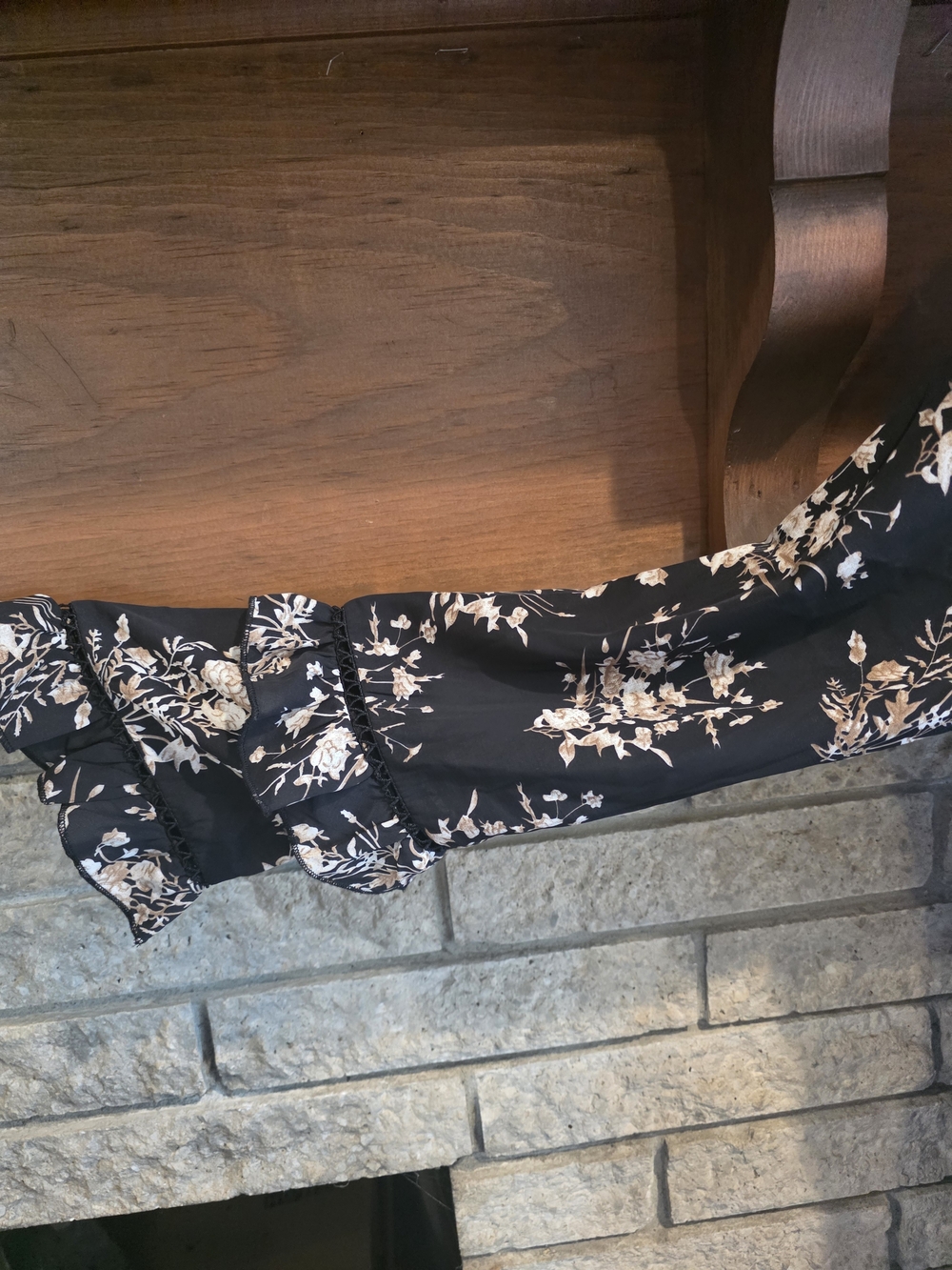 Zaful Black Floral Long Sleeve Ruffle Mini Dress - Picture 4 of 6